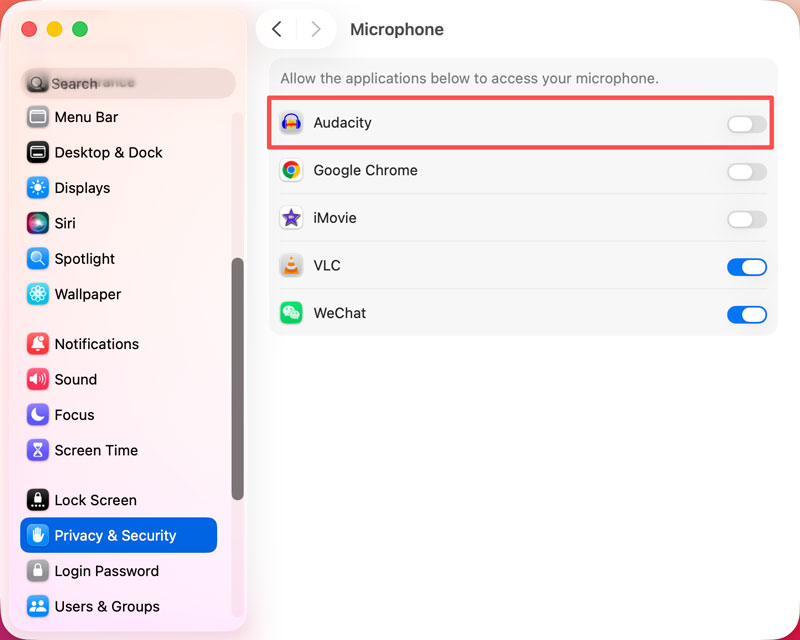 Mac Privacy And Security Microphone For Audacity
