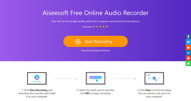 Aiseesoft gratis online lydoptager