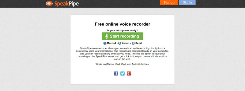 Speakpipe gratis online röstinspelare