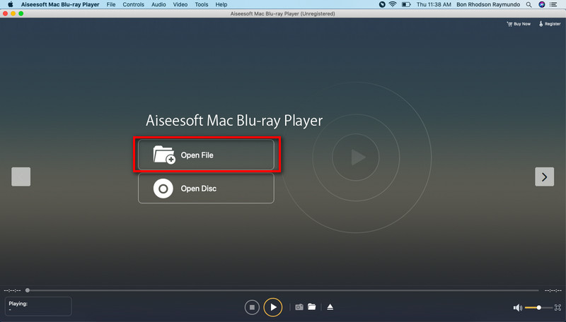 Открыть файл Aiseesoft Blu-ray Player