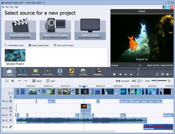 Интерфейс AVS Video Editor