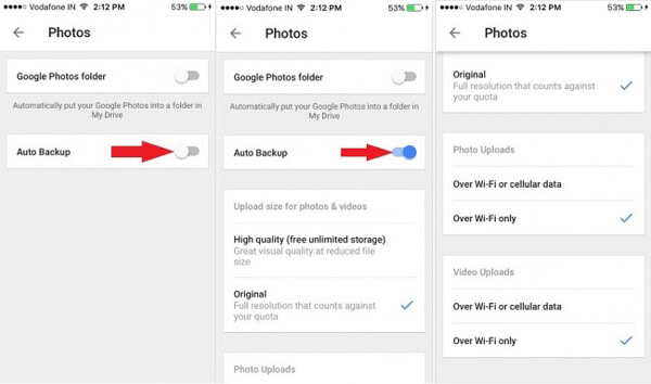 Foto di backup automatico da Google Drive