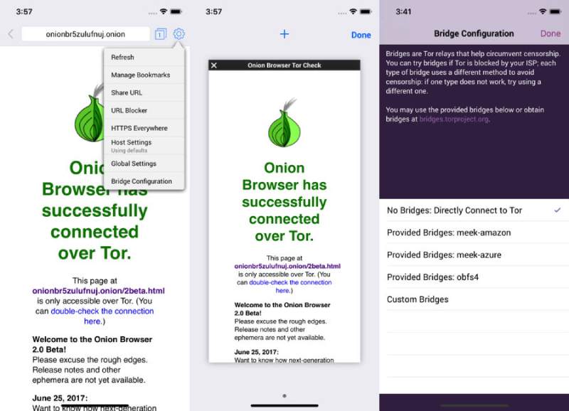 Onion Browser Anti-Tracking-app voor browsen