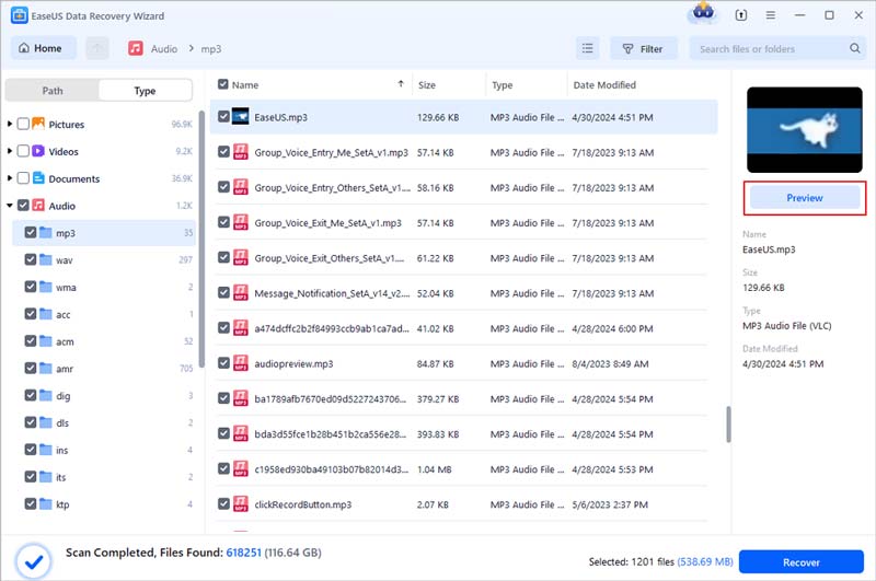 Recover Audio Files Easeus Data Recovery Wizard