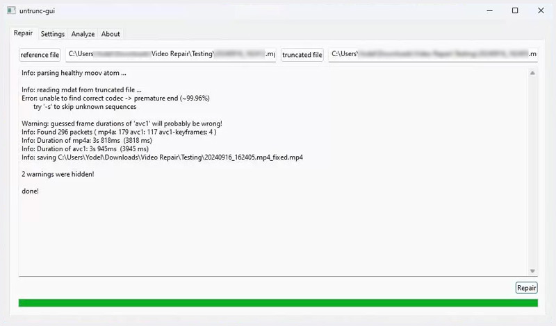 Untrunc Gui Free Mp4 Repair