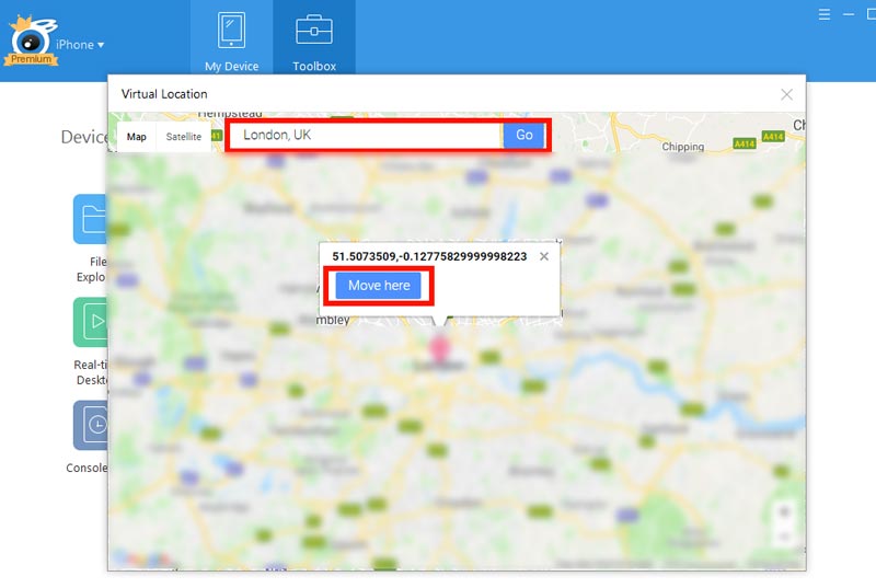 Fake GPS Location on iPhone iTools