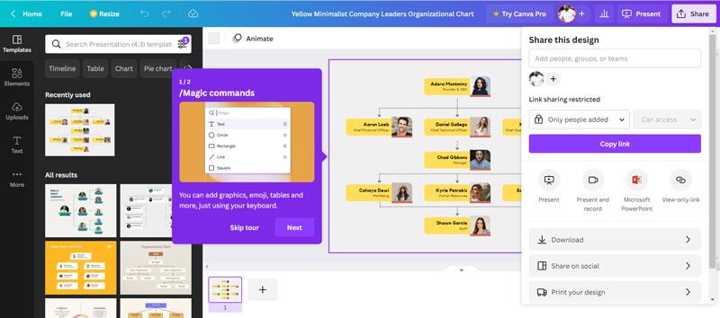 Utwórz schemat organizacyjny Canva