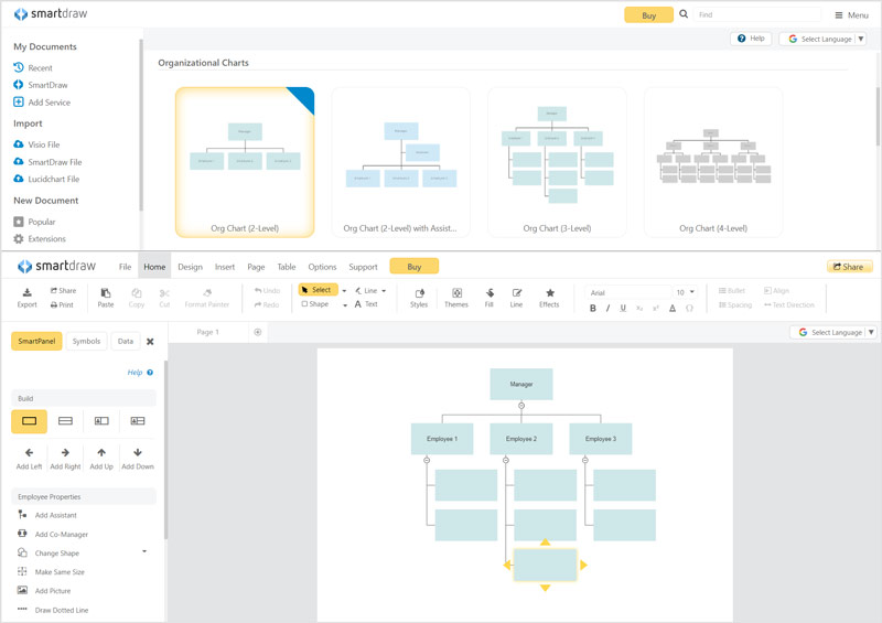 Crea un organigramma SmartDraw