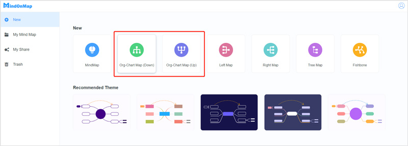 选择组织结构图模板 MindOnMap