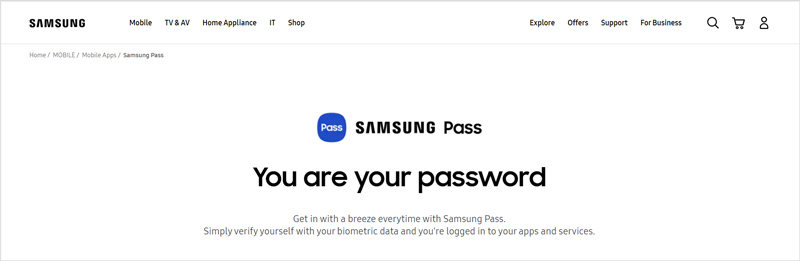 Samsung Pass webbplats