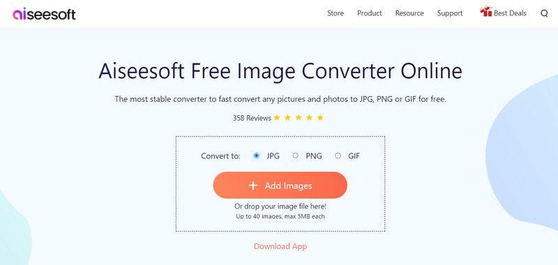 Бесплатный онлайн-конвертер изображений Aiseesoft