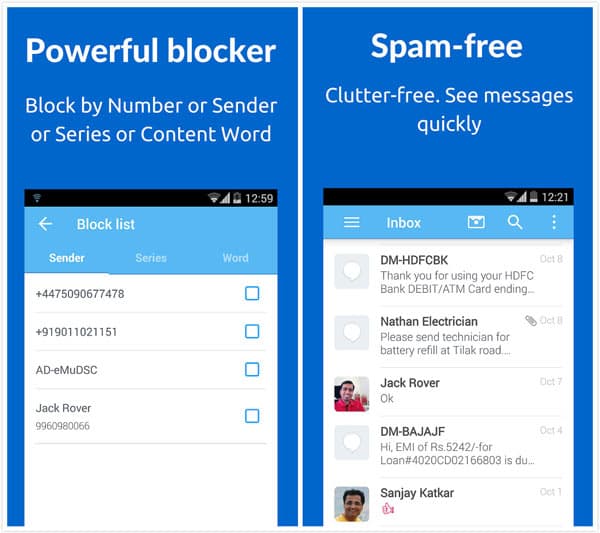 Block messges with SMS Blocker