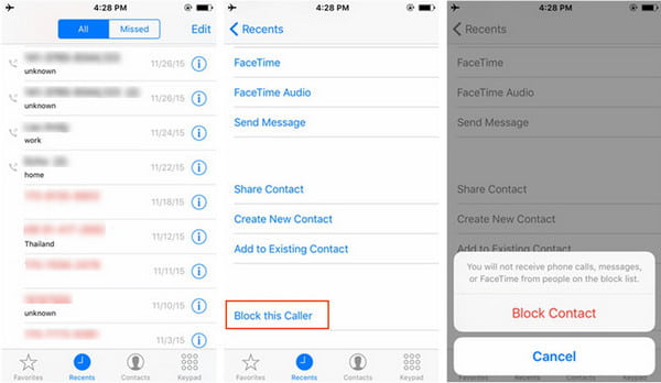 Block Recent iPhone Callers