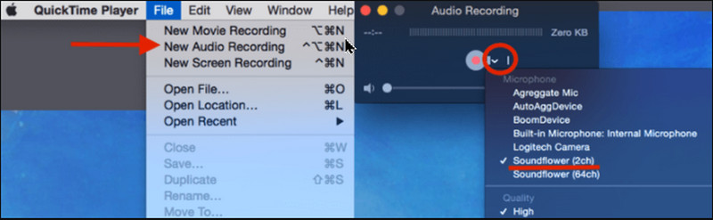 Quicktime New Audio Record