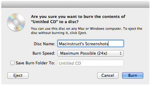 Записать CD на Mac