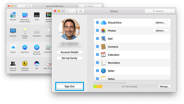 Изменить учетную запись iCloud на Mac iCloud