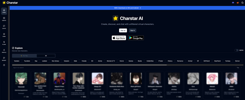Website Like Character AI Charstar