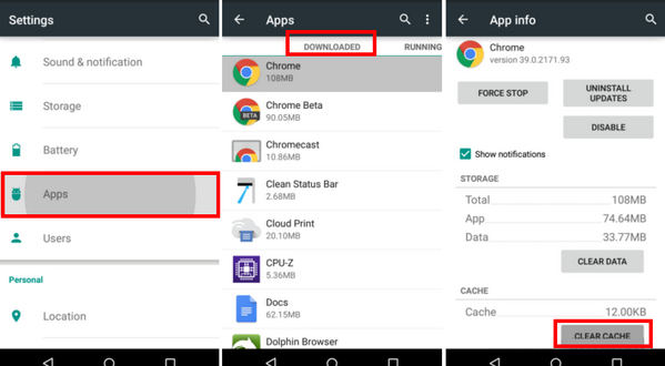 Android Clear App-hurtigbuffer