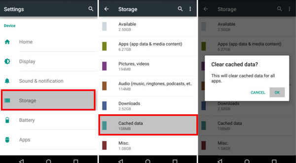 Cancella cache Android Tutte le app