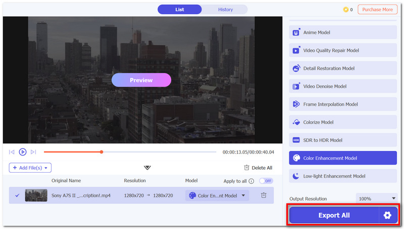 Click Export All