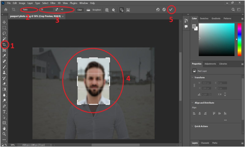 Bijsnijden Pasfoto bewerken in Photoshop