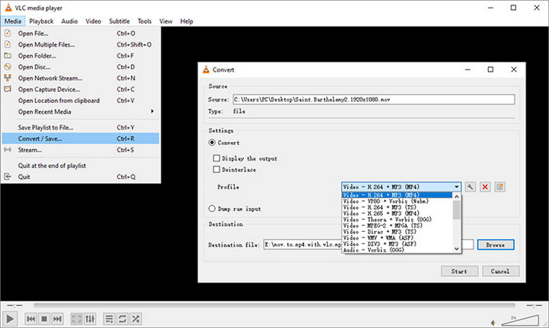 MOV to MP4 VLC