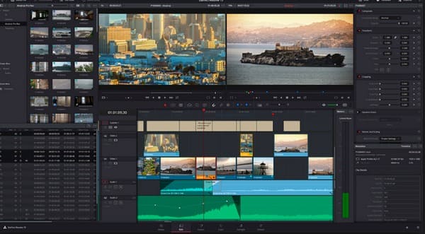 Davinci Resolve 15 hoofdinterface