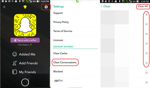 Usuń historię Snapchata na iPhonie z Androidem