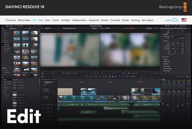 Descrizione alternativa DaVinci Resolve 18