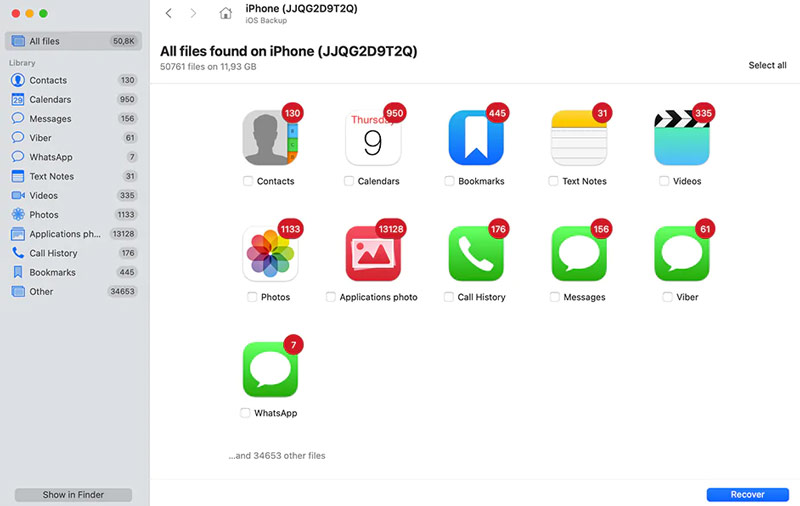 Disk Drill 6 iPhone Data Types