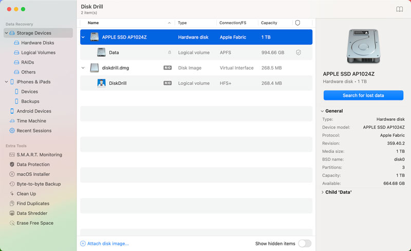 Disk Drill Cerca i dati persi su Mac