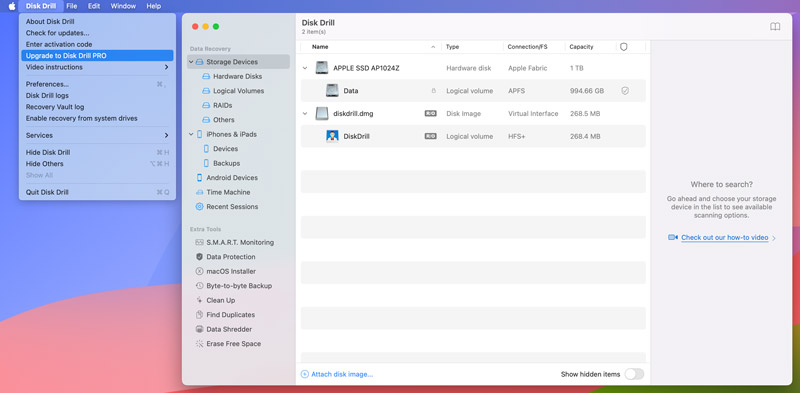 Opgrader til Disk Drill Pro på Mac