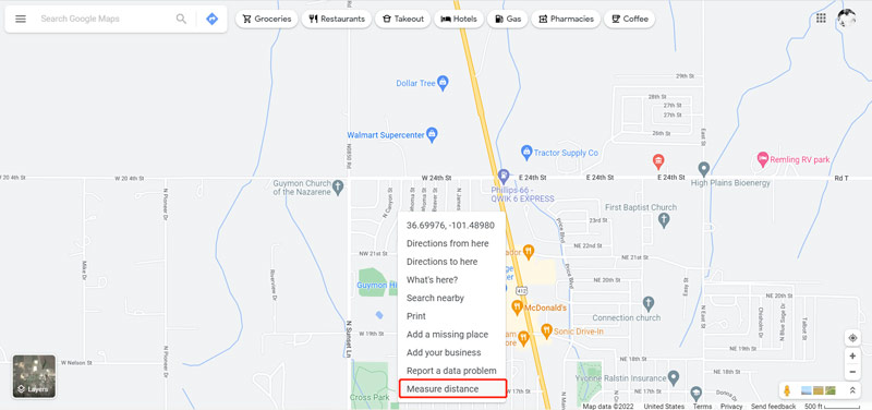 Funkcja pomiaru odległości w Mapach Google