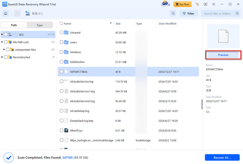 Easeus Data Recovery Search Files