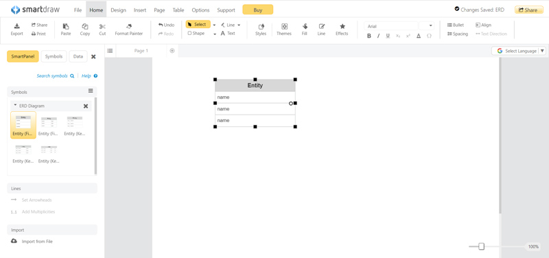 Brug SmartDraw ER Diagram Tool