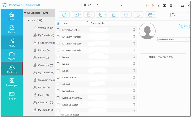 Click The Contact Option