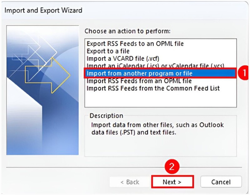Select Import to Program