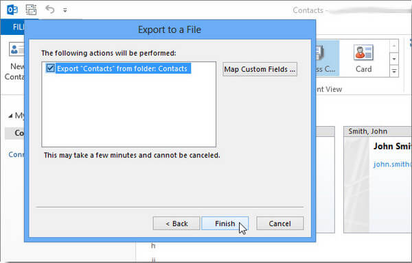 Εκτελέστε την εξαγωγή επαφών του Outlook 2013