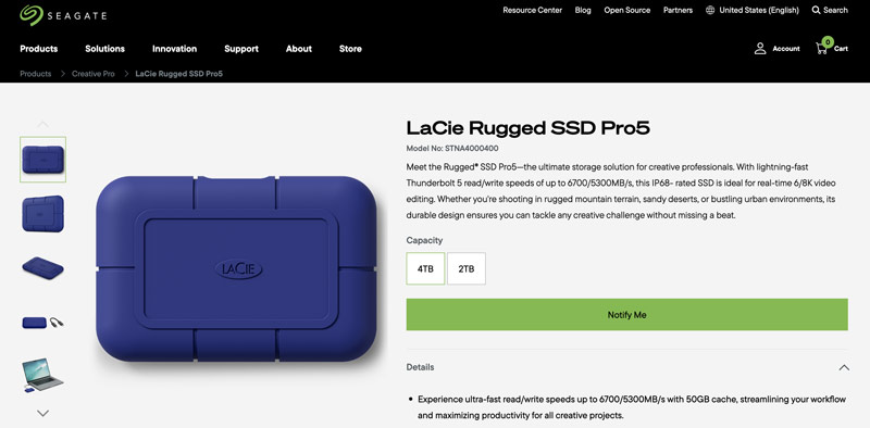 Lacie Rugged SSD Pro 5D