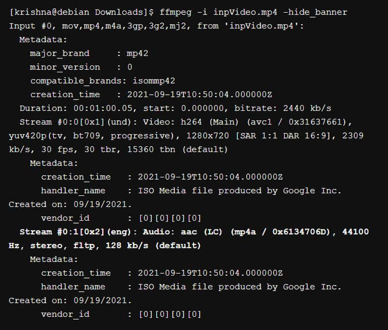 FFMPEG Uddrag Audio MP4