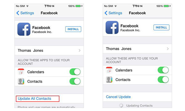 Synchronizujte kontakty Facebook na iPhone