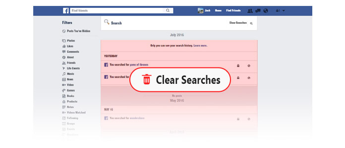 Clear Facebook Search History