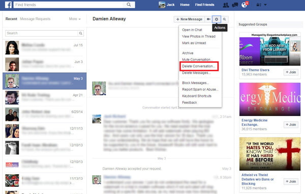 Come eliminare le conversazioni di Facebook dalla home page di Facebook