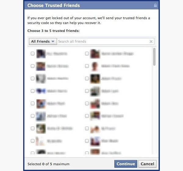 Wybierz znajomych na Facebooku