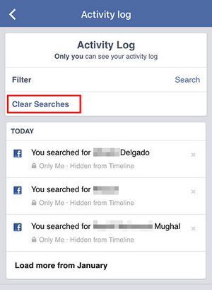 Android手機或iPhone上的Facebook搜索記錄