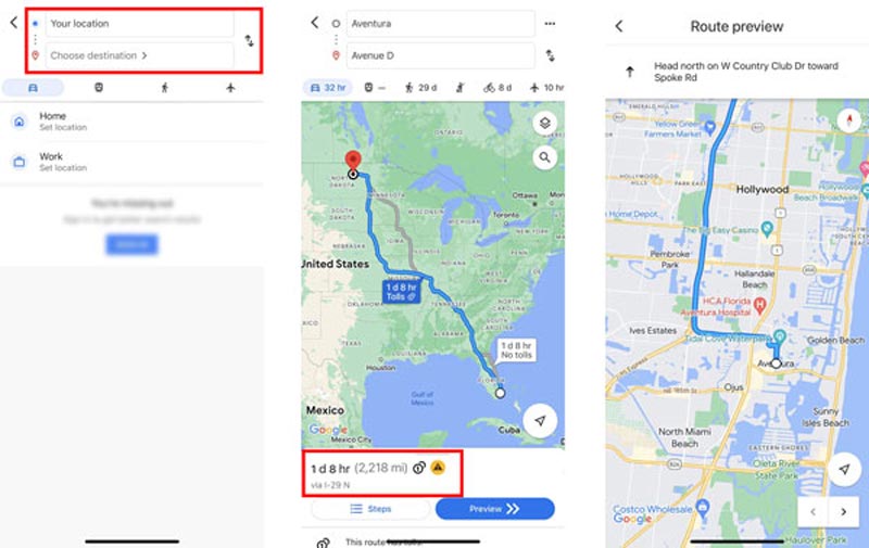 Найти самый быстрый маршрут домой Google Maps