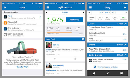 Interfaccia MyFitnesspal