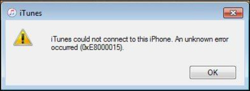 iTunes 错误 0xe8000015