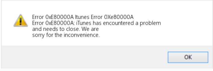 iTunes錯誤0xe80000a
