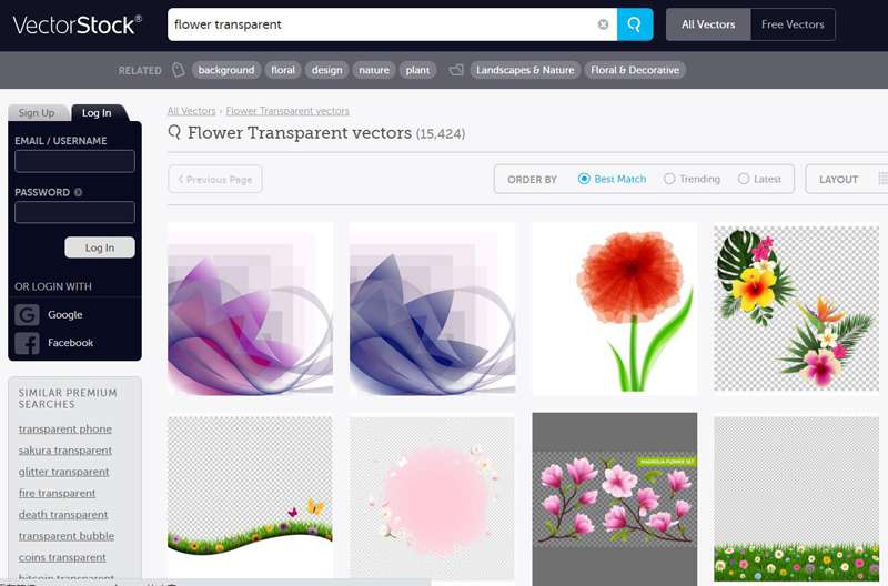 Vektor Stock Flower Transparent bakgrund